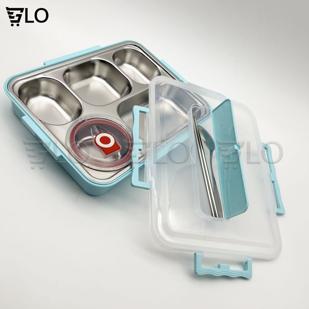 Bộ Khay Cơm Phần Giữ Nhiệt 5 Ngăn Inox 304