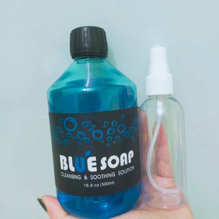 Dung dịch vệ sinh phun xăm BLUE SOAP  chai 500ml (Tặng kèm chai tạo bọt)