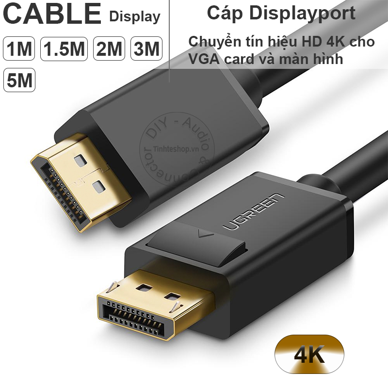 Cáp Displayport 1.2 4K60Hz Ugreen DP102 dài từ 1 mét đến 5 mét - Dây 2 đầu Displayport