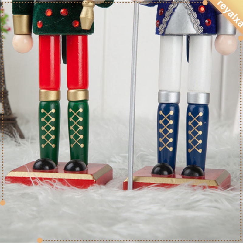 Set 2 mô hình Nutcracker King bằng gỗ trang trí giáng sinh