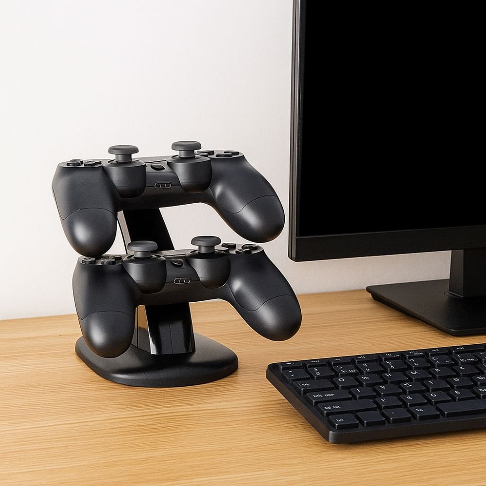 Durable Plastic Dual USB Charger Stand Fast Charging Black Game ...