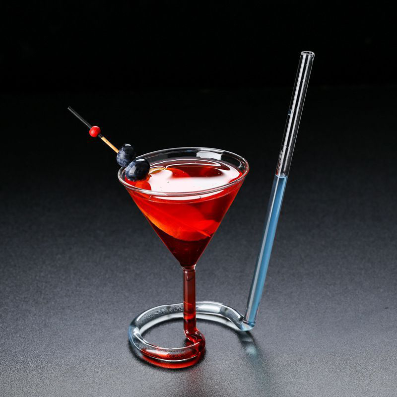 【Tech-savvy】 Spiral Revolving Martini Creative Long Tail Straw for Bar Party Supply Barware