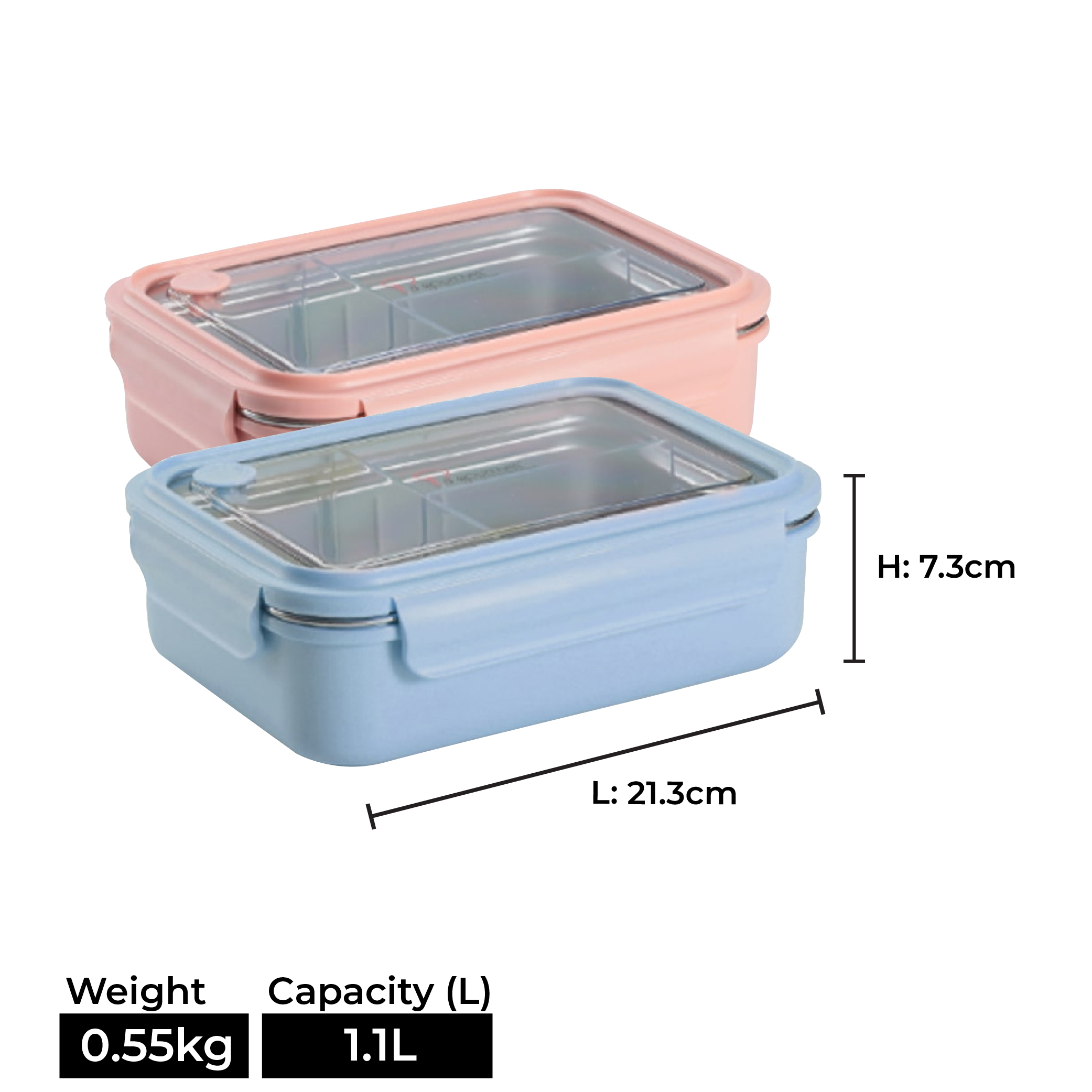 La gourmet 3R PAC2GO Sassy Collection 1.1L Rectangular Lunch Box