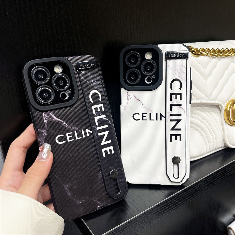 Fashion wristband phone case for iphone 11 12 13 14 pro max casing back case for iphone 7 8 plus xr xs max black and white marble pattern phone case