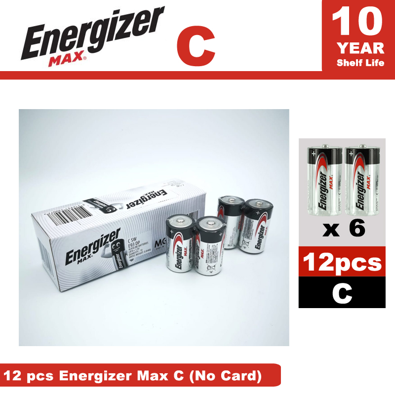 1 Box Energizer Max C Size Alkaline Batteries E93 12pcs 6 Pack Lazada Singapore
