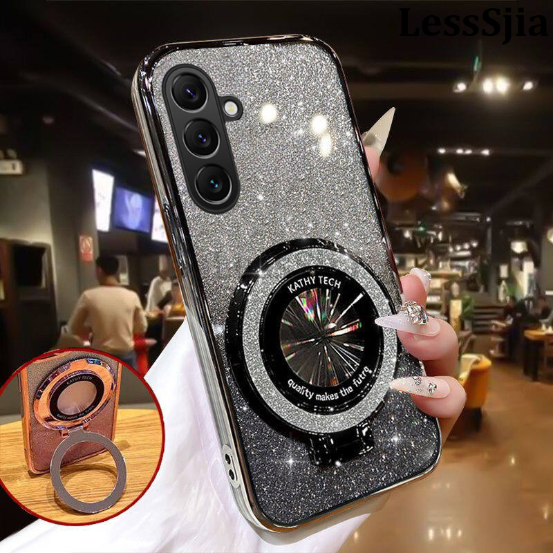 Phone cover Galaxy A16 A06 Back case Fashionable Frosted Silicone Soft Clear Dustproof Bracket Adsorb Holder for Samsung Galaxy A06 A16 Phone cases.