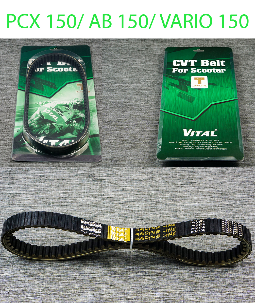 Dây curoa 2 mặt ab 150 / pcx 150 / vario 150 /pcx từ 2010 đến 2017 hiệu vital - dây curoa vital kevlar dây chữ vàng nhập zin thailand