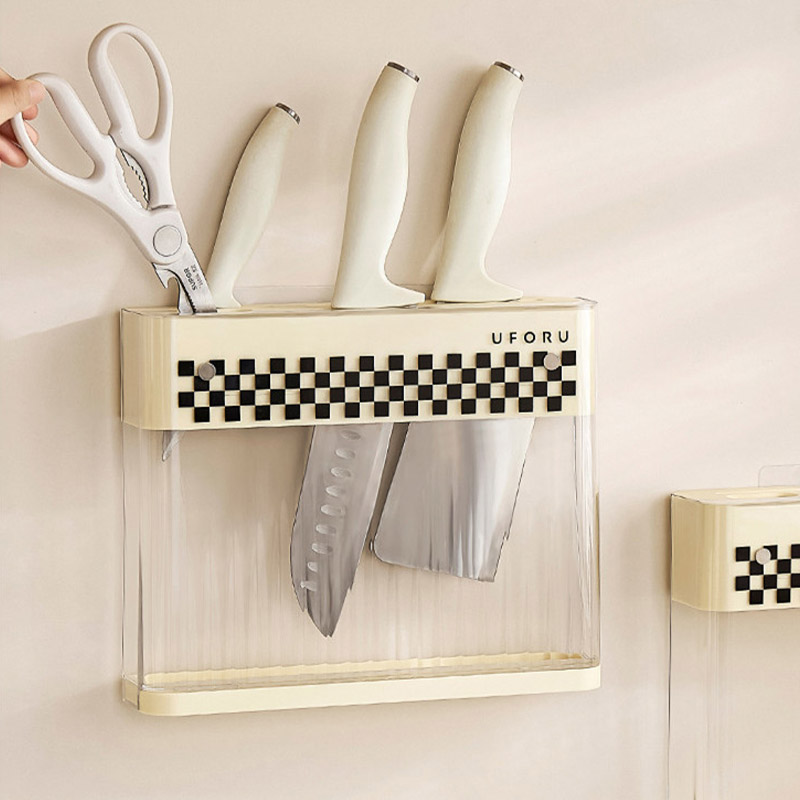 Storage Shelf Tool rack wall-mounted countertop, knife storage rack, kitchen wall-mounted, non-perforated light luxury plastic drainer holder