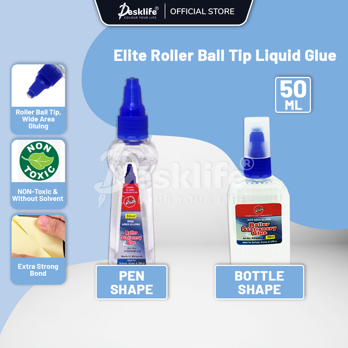 ELITE RSG50B-LB ROLLER STATIONERY GLUE 50ML