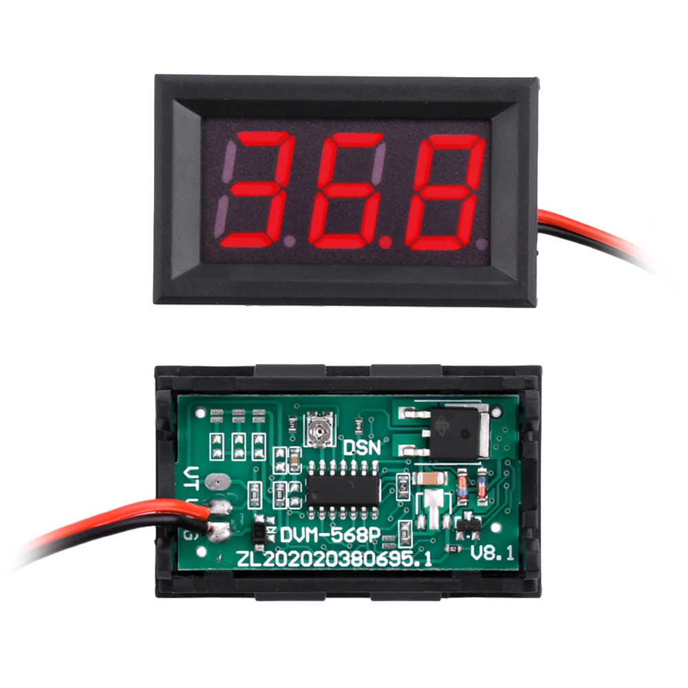 Shockley DC 5-120V Mini Voltmeter Blue LED Digital Display Panel Voltage Meter 2 Wire 0.56 Inch for Motorcycle Battery Monitor