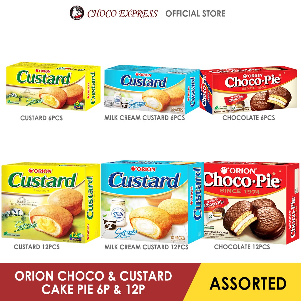 Orion Choco Pie Custard Pie Pandan Pie Soft Cake Breakfast 6p