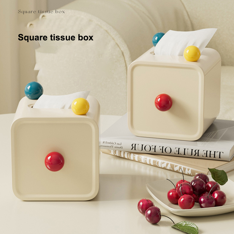 tissue box Advanced color pattern Square tissue box with lid Desktop paper tray Tissue box sanitary paper box Desktop tissue box Desk drawer storage box desk storage box