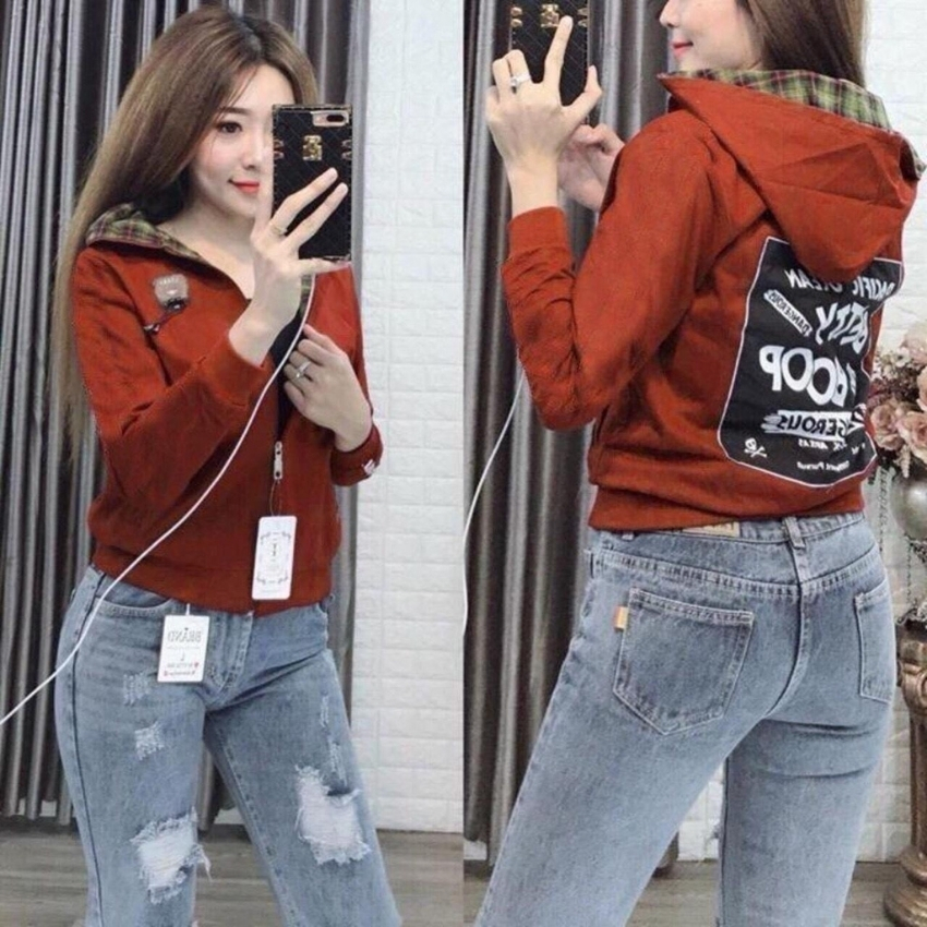 Áo khoác dù nữ  phối hình in cao cấp