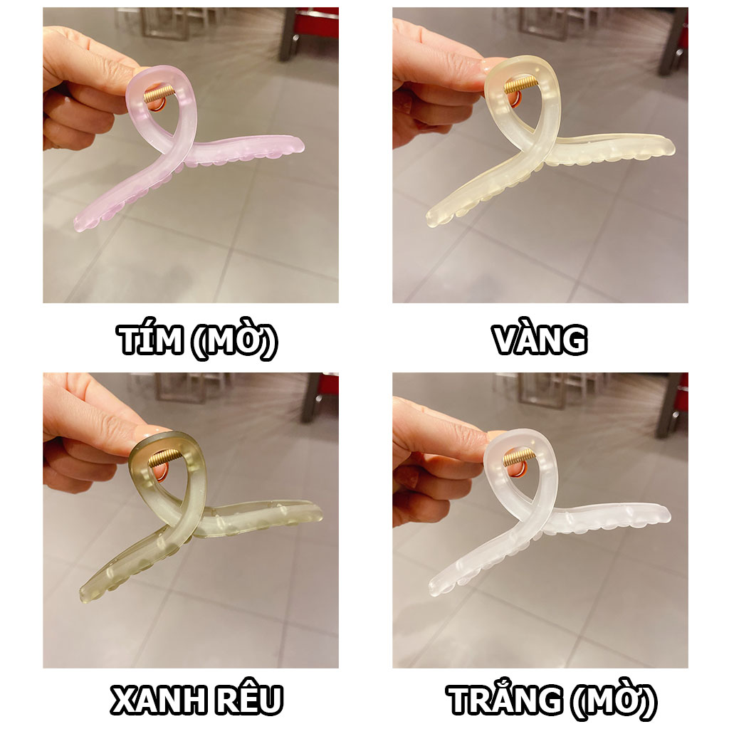 Kẹp tóc càng cua nữ dài màu thạch style Hàn Quốc