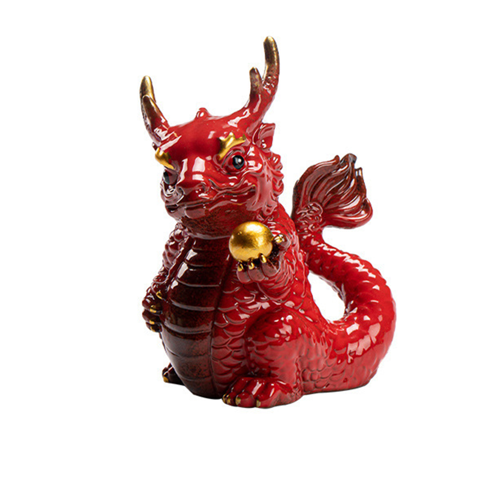Laputa Ceramics Chinese Dragon Ornament 2024 The Year of Dragon Desktop Dragon Mascot Figurine Statue Sculpture Home Office Table Decoration New Year Spring Festival Gift Chinese dragon shape