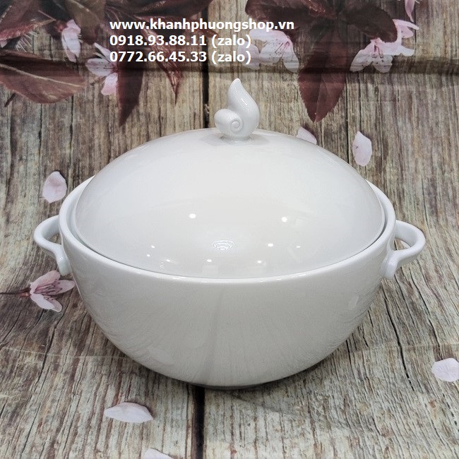 Thố cơm trắng sứ Minh Long - thố cơm sứ trắng Minh Long