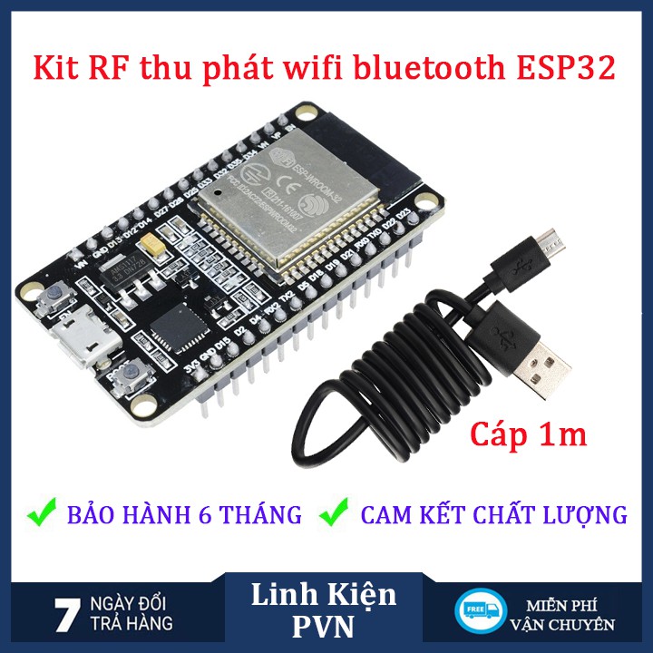 Kit thu phát wifi bluetooth ESP32 chip CP2102/CH340 - 30 Chân bảo hành 6 tháng  (kit thu phát IoT)