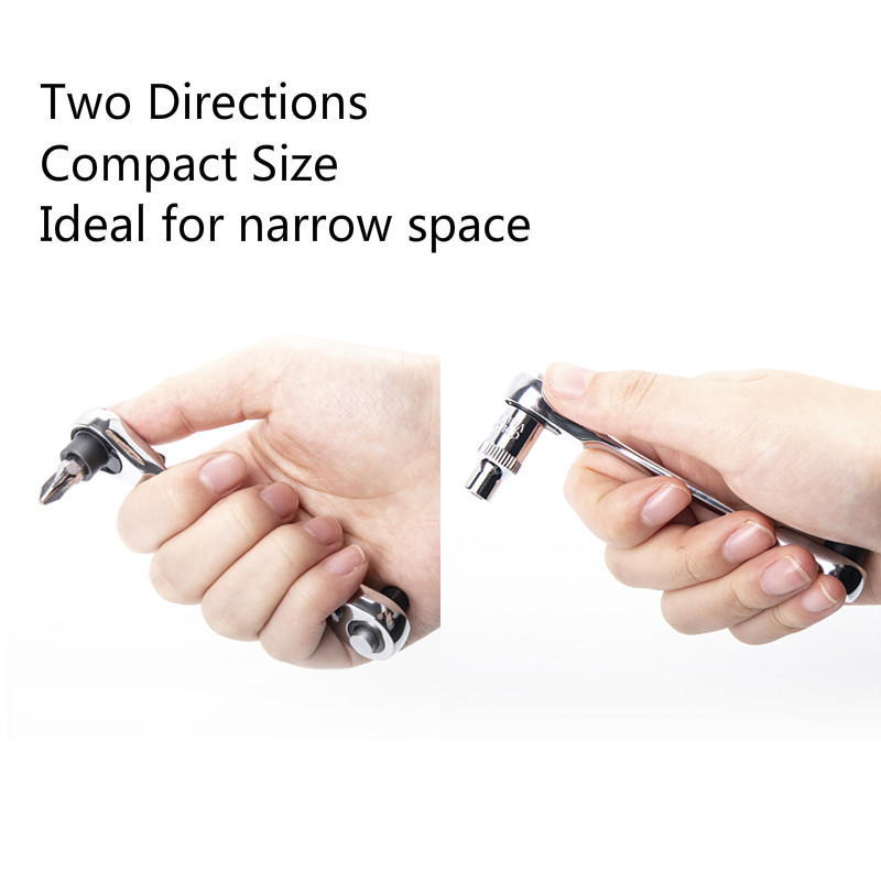 Cờ Lê Ổ Cắm Bánh Cóc Hai Đầu 2 Trong 1 Mới Tua Vít Điều Khiển Đầu Lục Giác Mini 72 Răng Tay Cầm Cờ Lê Tháo Nhanh Hai Chiều