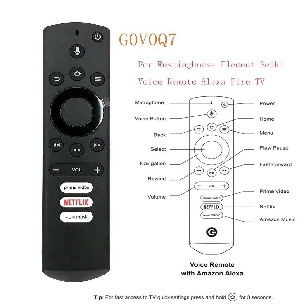 New G0V0Q7 Replacement Voice Remote Control For Westinghouse-139963