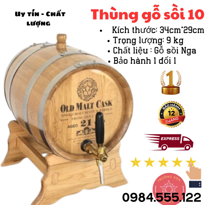 Thùng rượu Gỗ Sồi ⚡ CỰC SỐC ⚡ Thùng rượu gỗ 10L thùng ngâm rượu gỗ sồi nhỏ gọn, tiện lợi cho mọi gia đình sang trọng