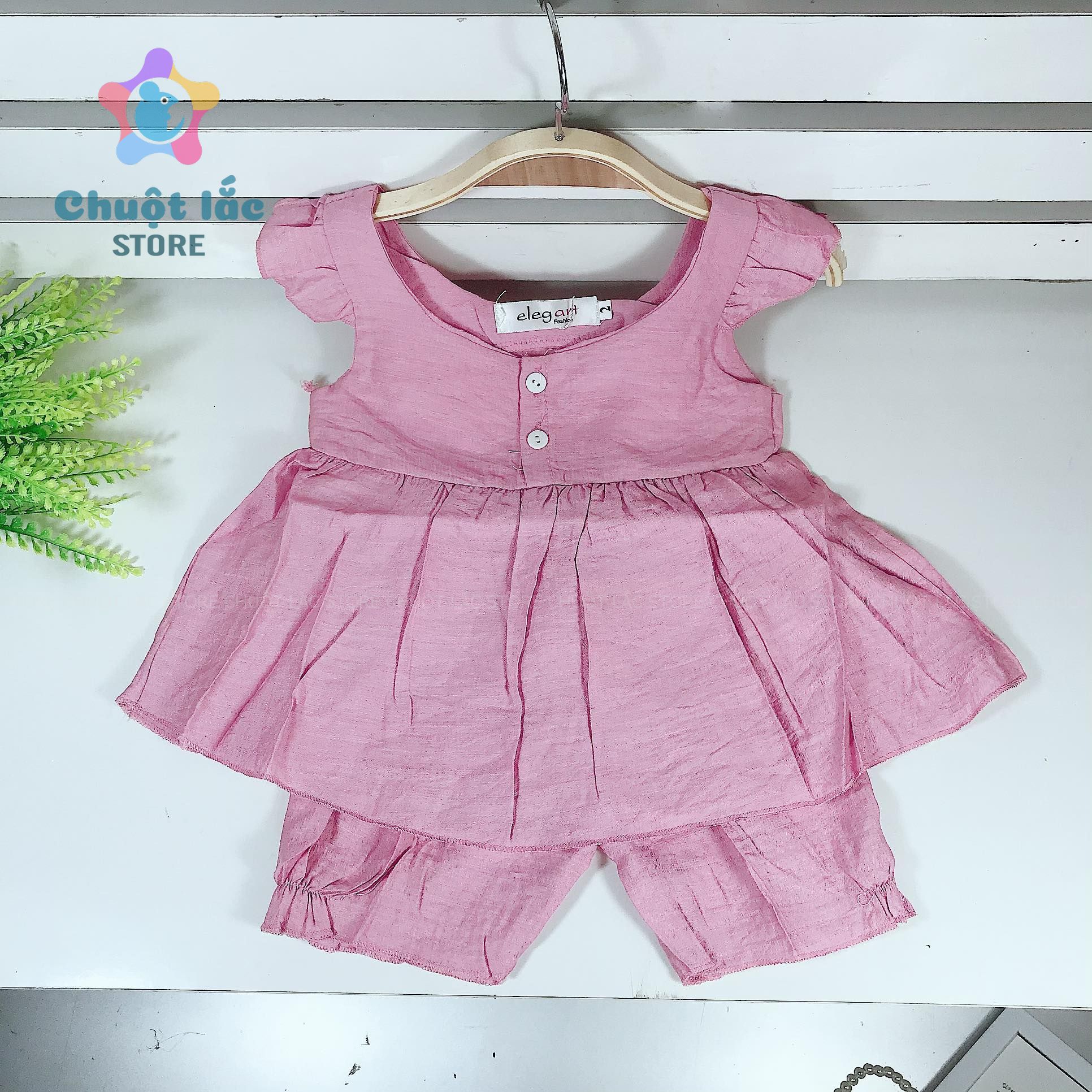 Bộ quần áo bé gái mùa hè tay con peplum đũi tơ 20kg đến 20kg màu hồng đỏ vàng