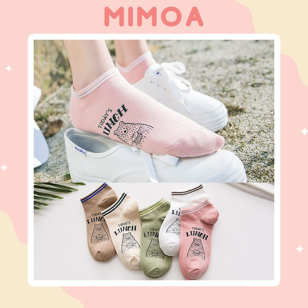 [ SET 5 ĐÔI ] Tất vớ gấu lunch nữ dễ thương