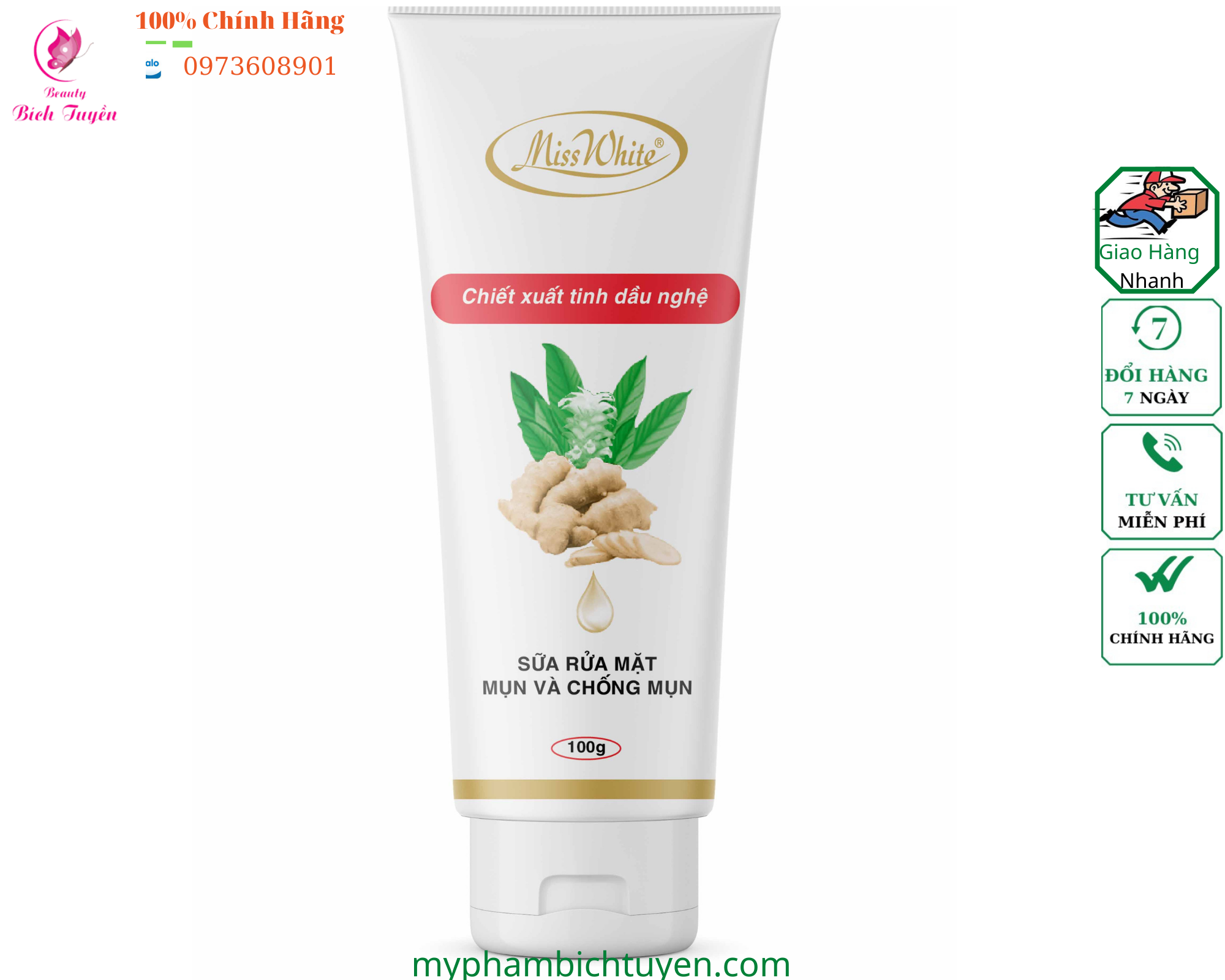 Sữa Rửa Mặt Mụn Và Chống Mụn MissWhite  (Nghệ Trắng) 100g