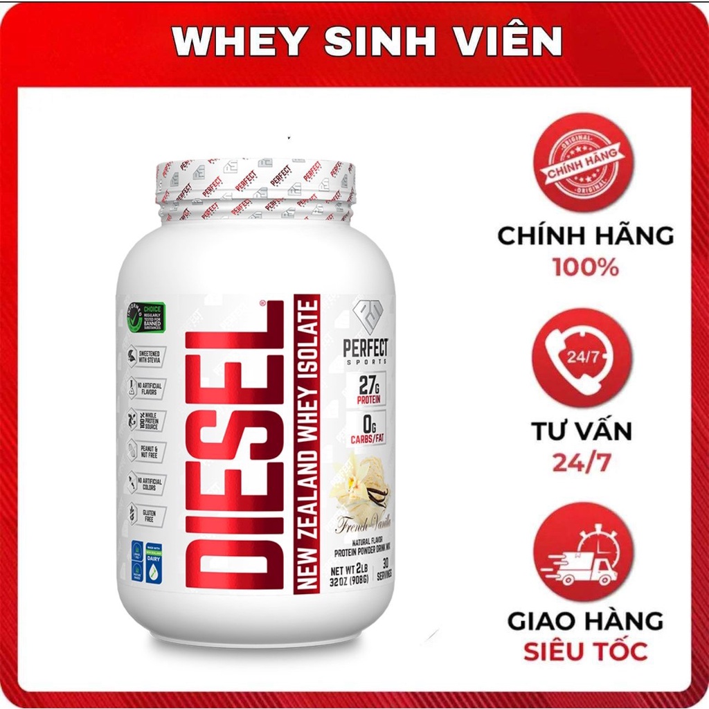 [Chính hãng] [2 lbs ] Diesel Whey Isolate (30 lần dùng) Sữa tăng cơ bắp dành cho dân gym
