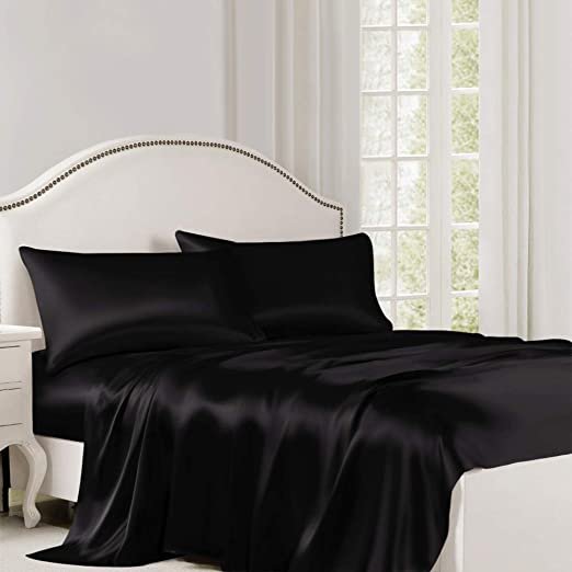 ( Lụa Loại 1) Bộ Ga Drap Gối Phi Lụa Lan Pham Bedding Mềm Mại Đẳng Cấp Sang Trọng Cho Nhà Bạn ( Đen )