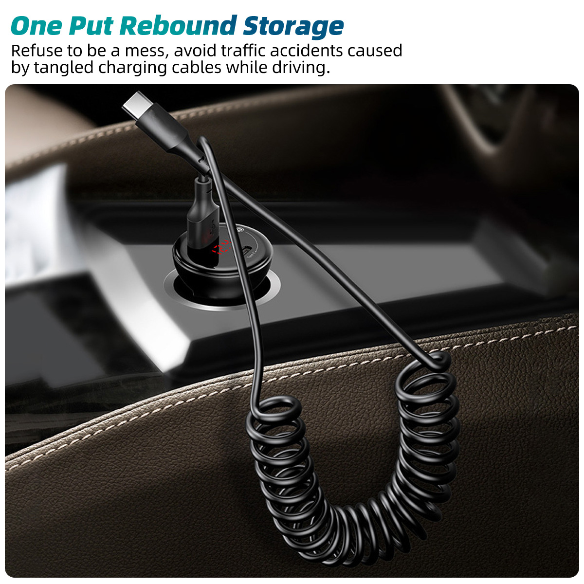 FONKEN 3 in 1 Mobile Phone Fast Charging USB Type-C Data Cable Micro USB Spring Car Charging Cable for Xiaomi Samsung