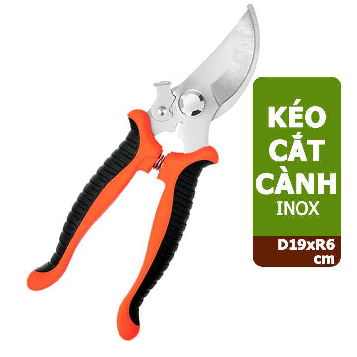 Kéo cắt cành, D19xR6cm, inox, siêu bén, không gỉ, có khoá an toàn, cắt được cành to