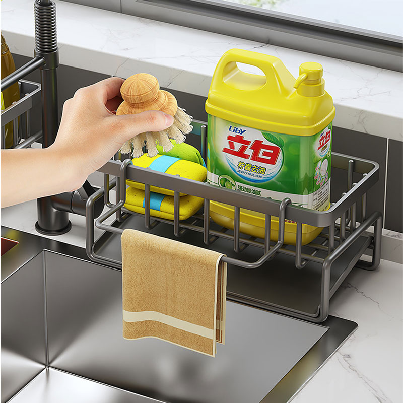 NFA Dish towel rack Kitchen storage rack household sink drain basket countertop multi-functional sponge detergent storage device
