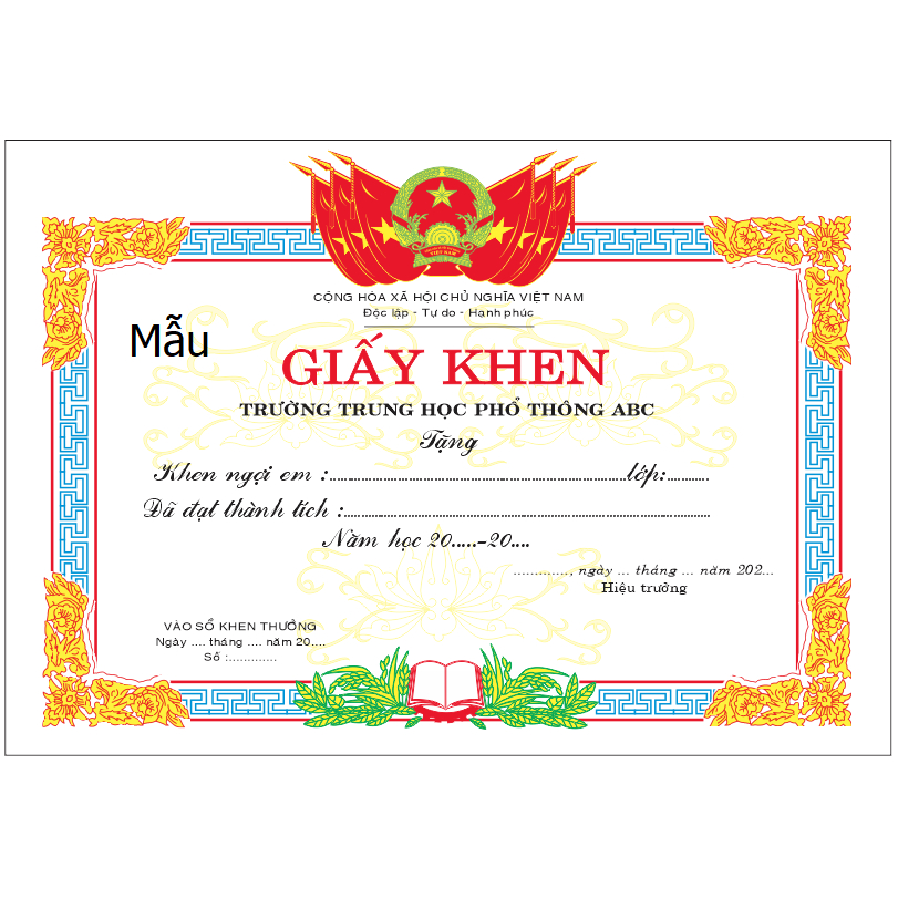 Giấy Khen Khổ A4, Khổ A5(In Nội Dung Theo Yêu Cầu)