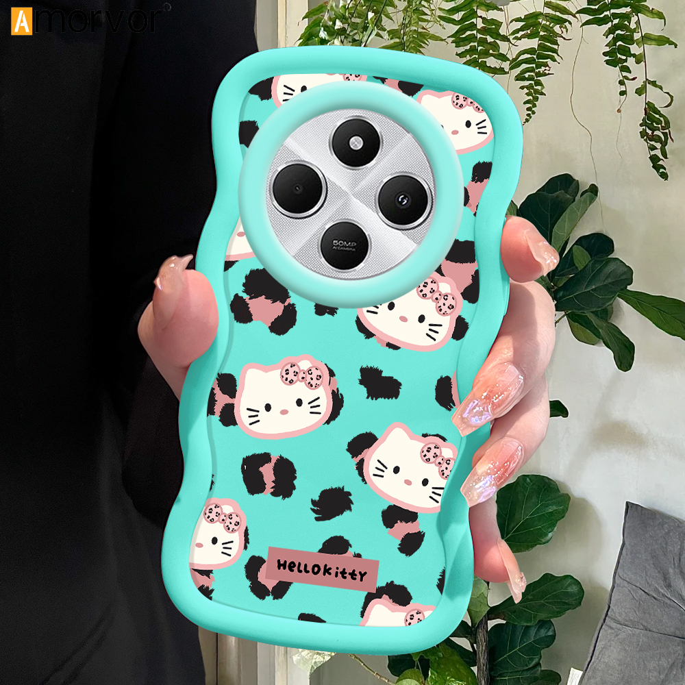 AMORVOR for Redmi 14C Xiaomi Poco C75 Back Cover Leopard Print KT Cat