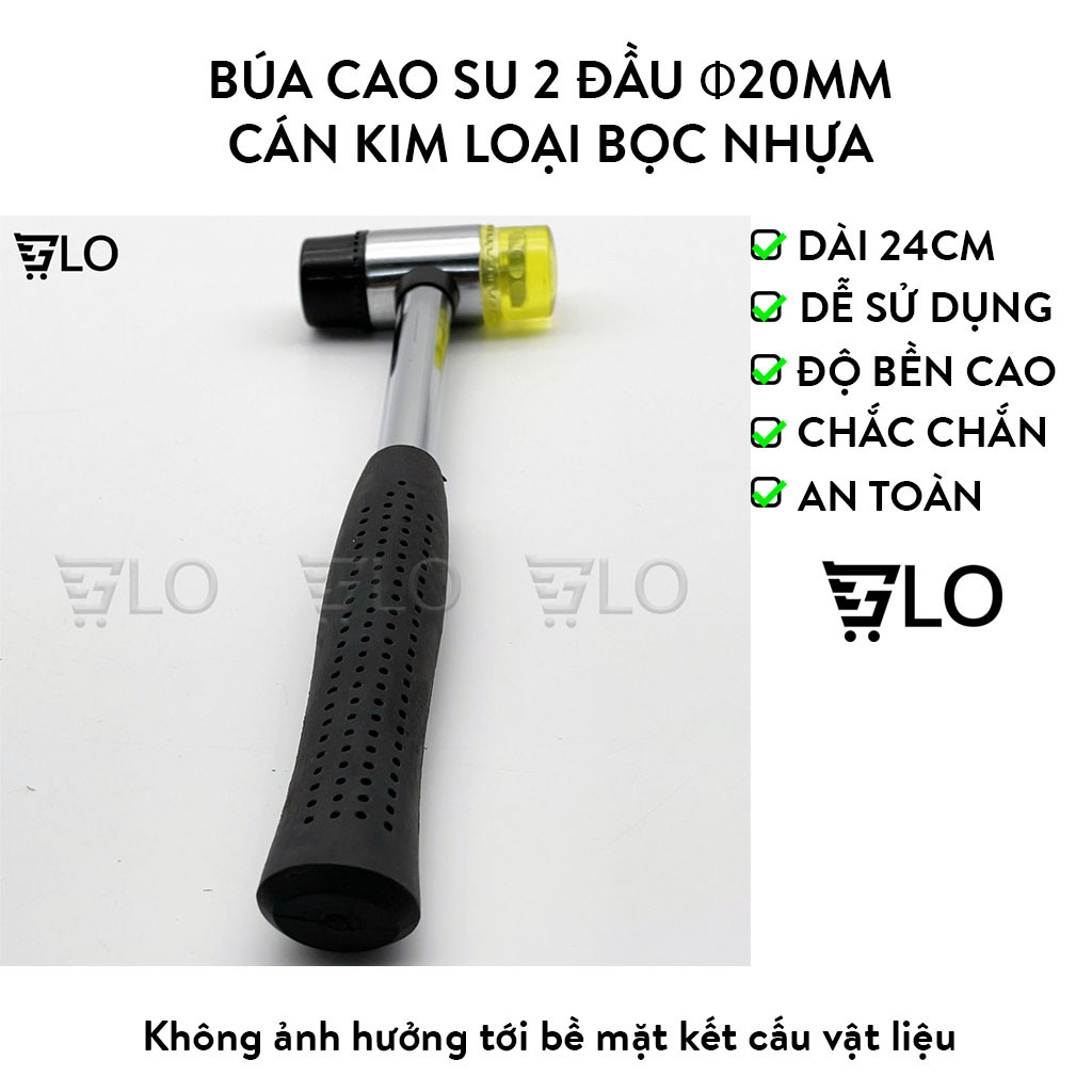 Búa cao su 2 đầu φ30mm cán kim loại bọc nhựa 28cm x 370g