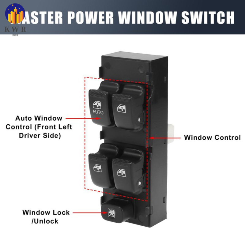 Master Driver Side Power Window Switch Window Regulator Control Switch 93570-1C110 Replacement Compatible For 2006-2011 Getz