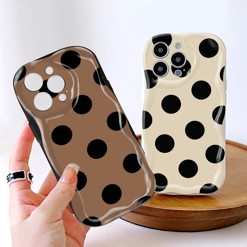UCUC%20for%20Samsung%20A16%205G%20Back%20Cover%20Black%20Dots%20Cream%20Texture%20Wavy%20Edge%20Soft%20Silicone%20Phone%20Case%20-%20Image%204