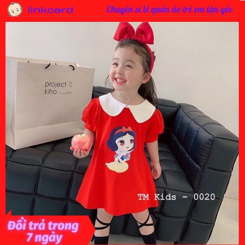 đầm bé gái 1 tuổi đến  5 tuổi - đầm bé gái mùa hè chất cotton loại đẹp thoáng mát - váy cho bé gái cộc tay họa tiết in hình dễ thương, chuẩn form dáng cho bé từ 8 đến 20kg