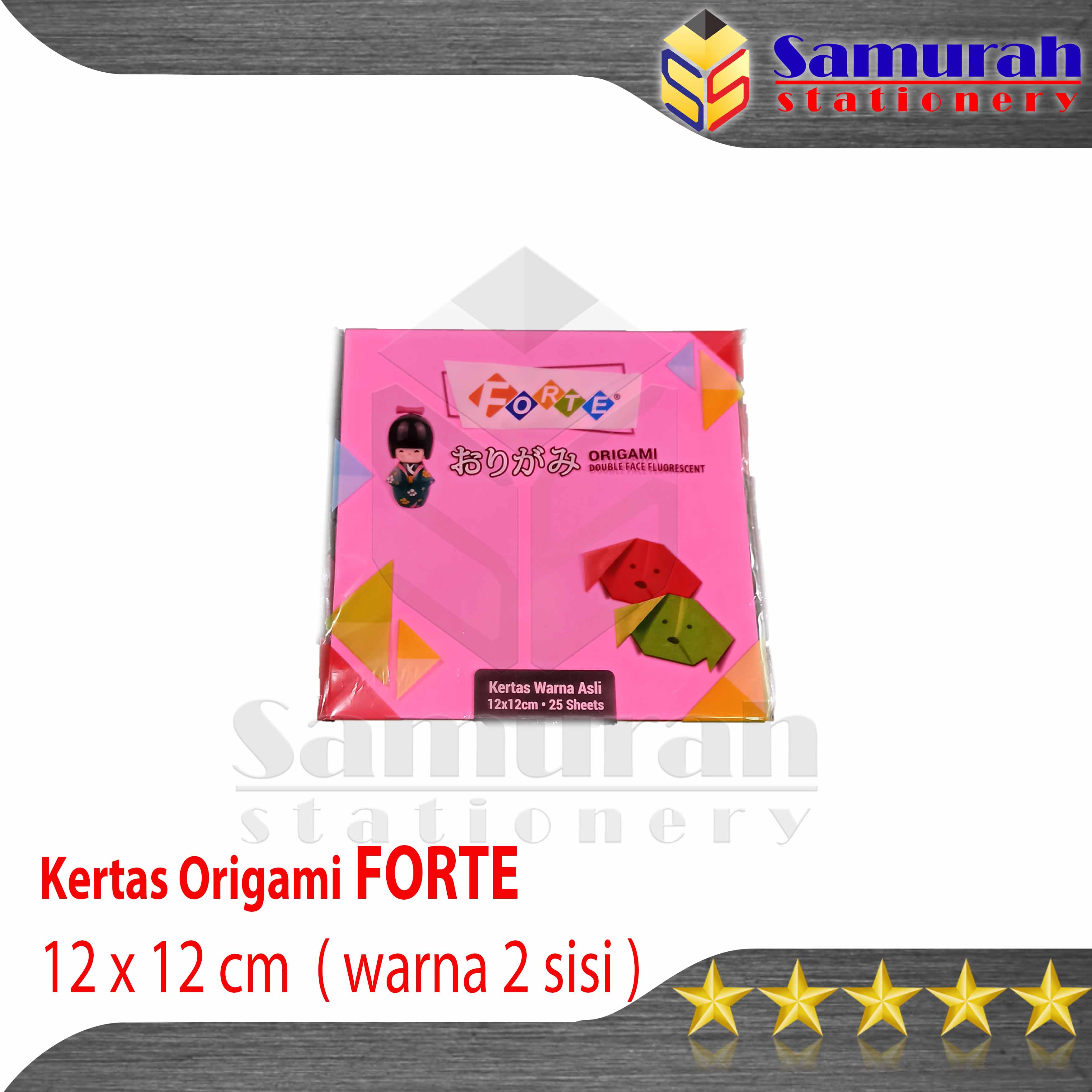 Kertas Origami Kecil Forte isi 25 Lembar / 1 Pak Kertas Lipat TK 12x12