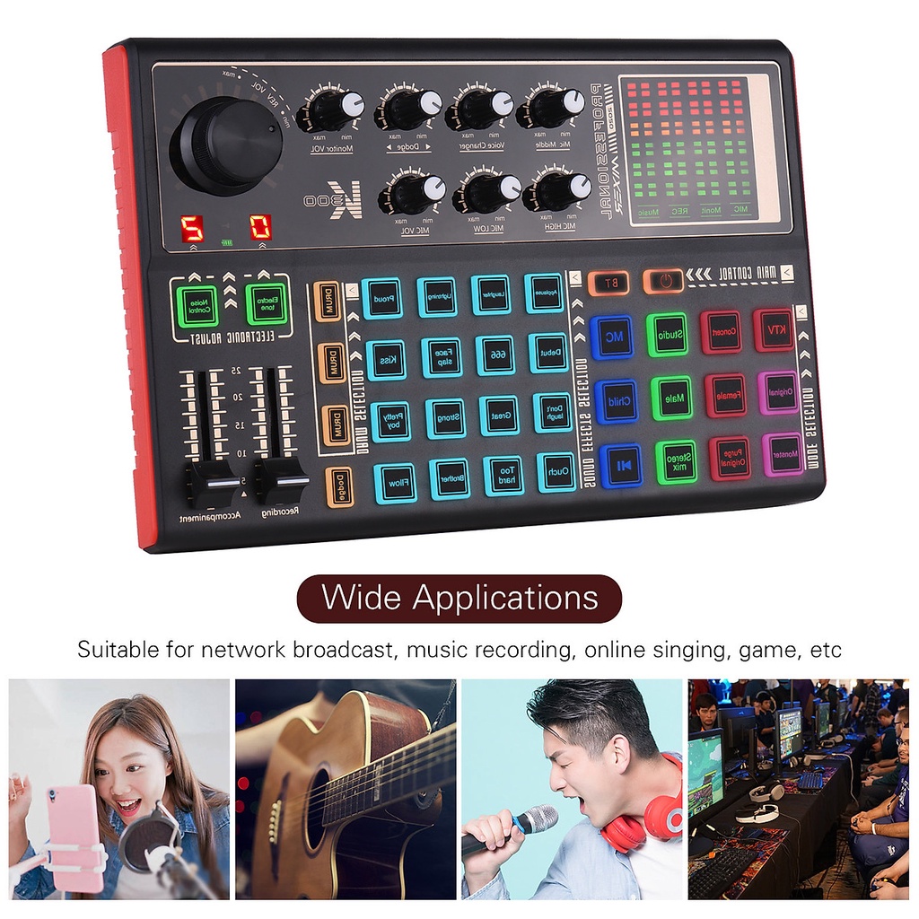 Combo Sound Card K300 Micro Bm900 Hát Thu Âm Livestream Karaoke online chân kẹp+lọc âm bảo hành 6 tháng