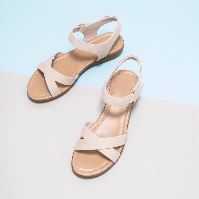 Giày Nữ Bệt Sandal Quai Chéo Kiểu Trơn Mã E8