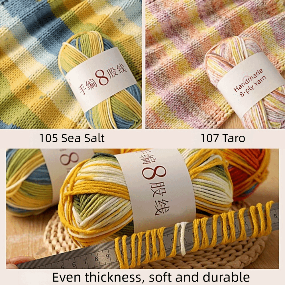 Hand Woven 8 Strands Hand Knitting Yarn DIY Coarse Yarn 8-Ply Crochet ...