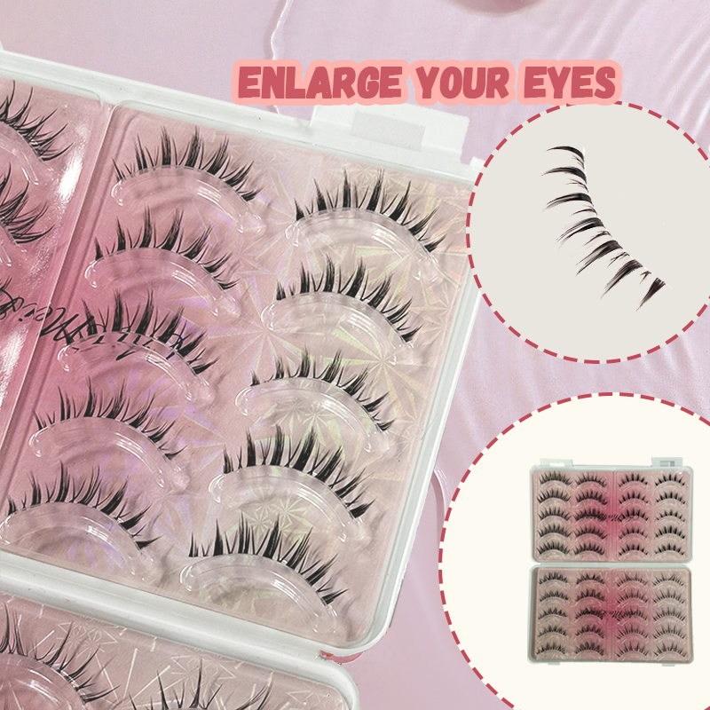 Derf 20 cặp sợi tự nhiên chia lông mi giả với tái sử dụng Lông mi giả 12-14mm