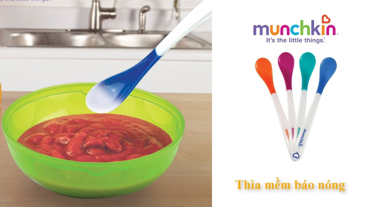 Thìa ăn dặm silicon có báo nóng Munchkin Mỹ