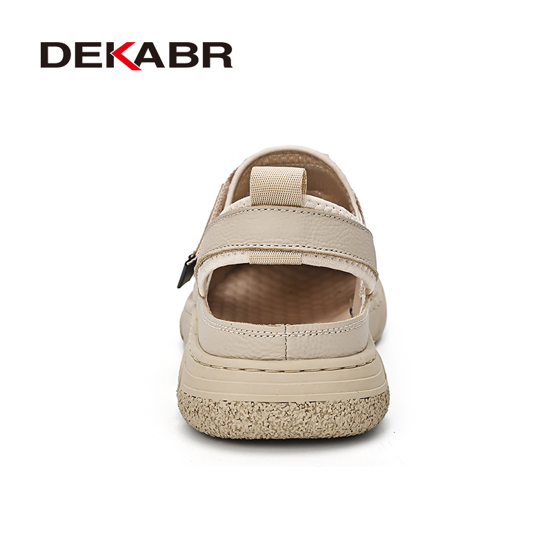 DEKABR Genuine Hide Summer Mesh Shoes Men Casual Sandals Comfortable Sewing Handmade Shoes For Men. 