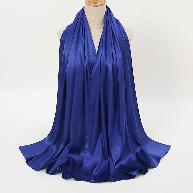 Luxe Plain Satin Silk Hijab Scarf Women Large Size Scarf Shawls Muslim Headscarf Wraps Turbans Solid Headbands Bandana Bufandas