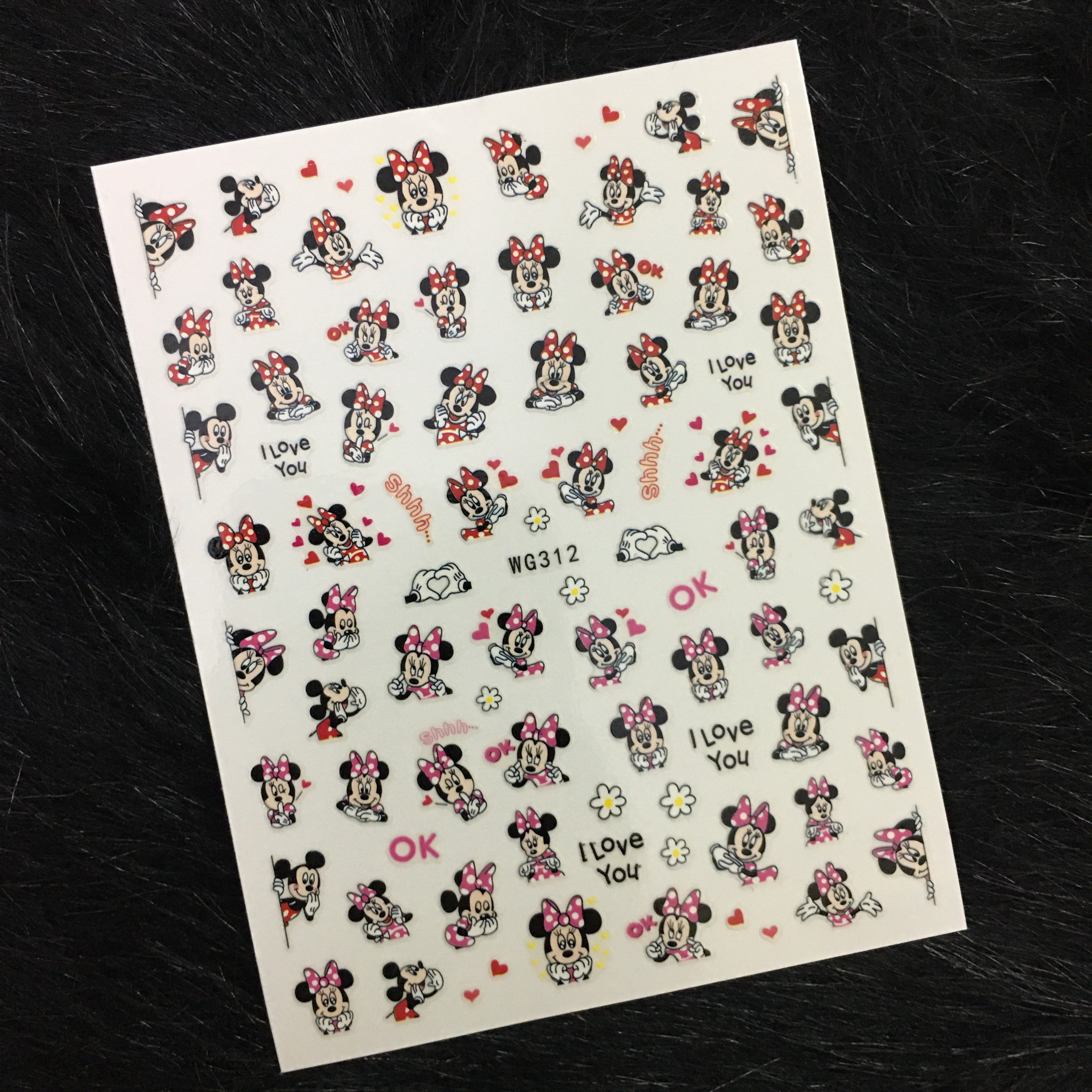 Sticker nail hình mickey, hello kitty