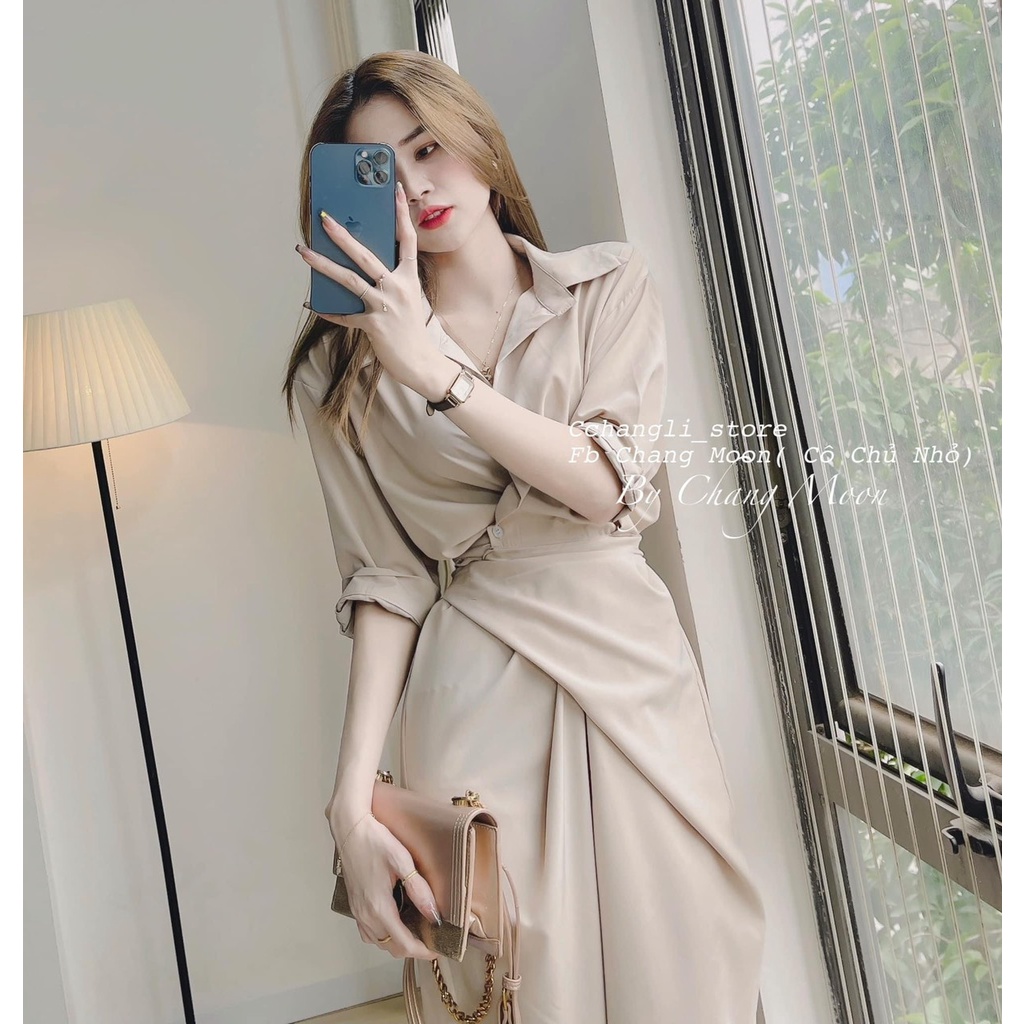ĐẦM SƠ MI XOẮN EO