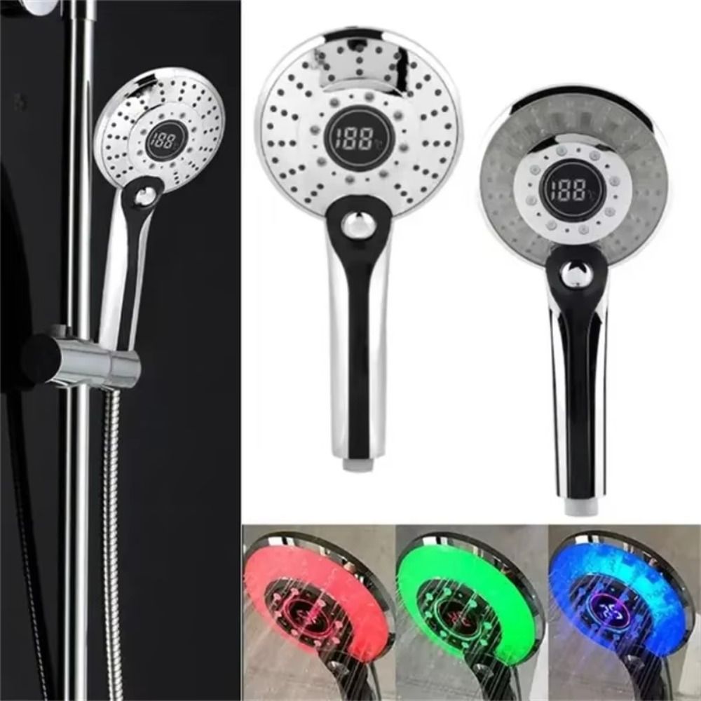 Water Saving Temperature Sensor Colorful LED Shower Head Handheld Water ...
