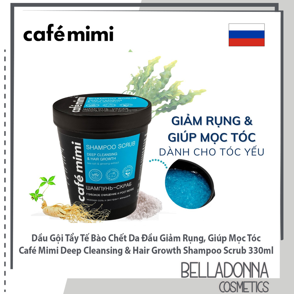 Dầu gội tẩy tế bào chết da đầu làm sạch sâu, kiềm dầu, mọc tóc café mimi shampoo scrub 330ml